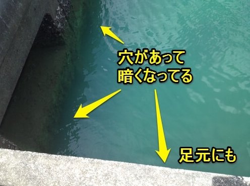 堤防や波止の足元の釣りポイント