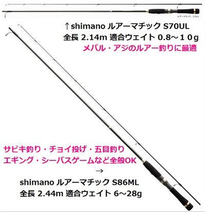 シマノルアーマチック 80L・86ML